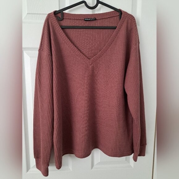 SHEIN Pink V-Neck Sweater Relaxed Fit - Picture 1 of 3